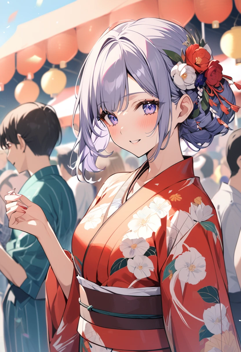 Super beautiful women in yukata at summer festival