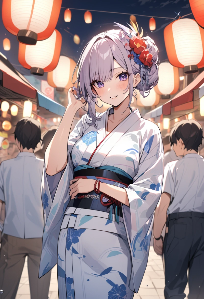 Super beautiful women in yukata at summer festival