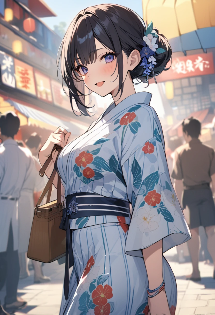 Super beautiful women in yukata at summer festival