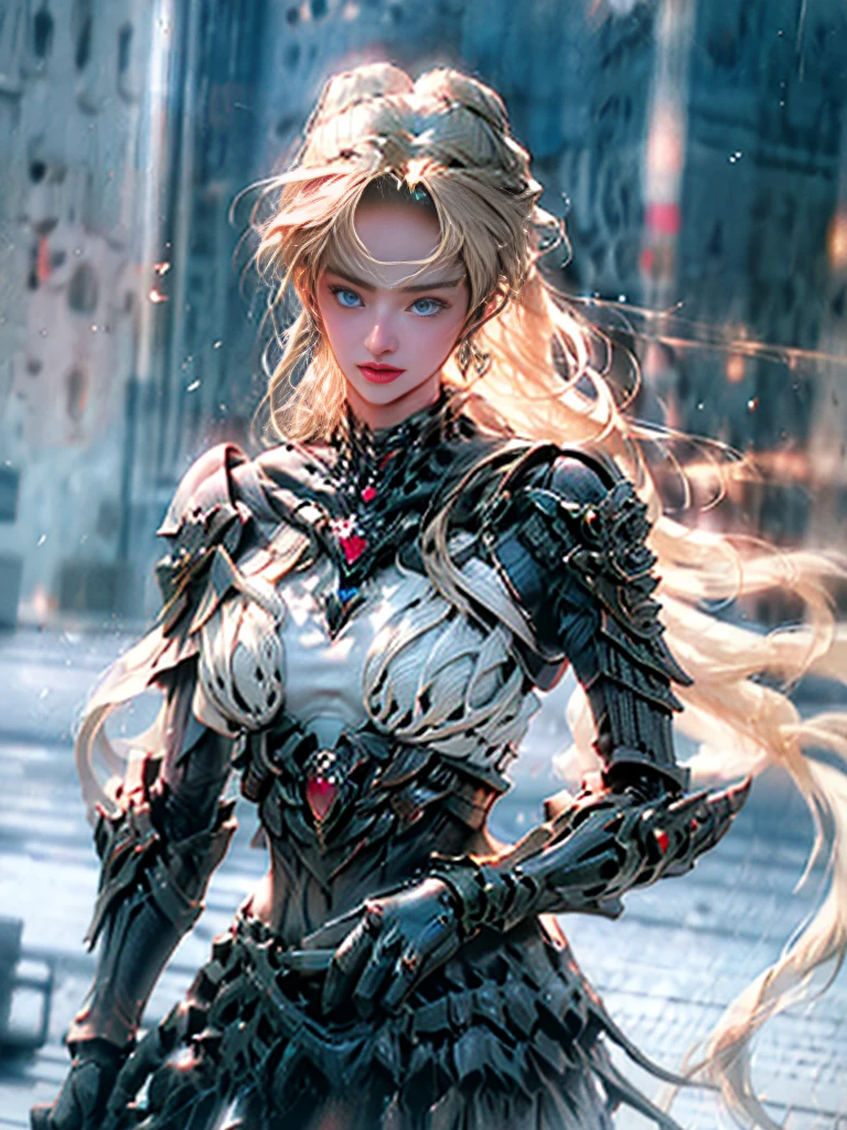 A magical-style female mage stands in front of a huge monster