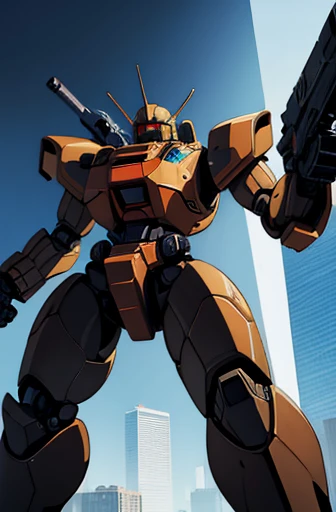 meca,roboT,droid,holding_weapon,giant,city,masterpiece,best quality,super detailed,super fine illustration,battle scene,white color,dynamic angle,Heavy equipment,ARMORED CORE,8k,masterpiece,best quality