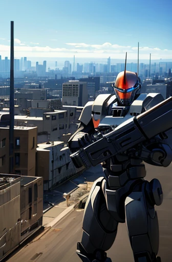 meca,roboT,droid,holding_weapon,giant,city,masterpiece,best quality,super detailed,super fine illustration,battle scene,white color,dynamic angle,Heavy equipment,ARMORED CORE,8k,masterpiece,best quality
