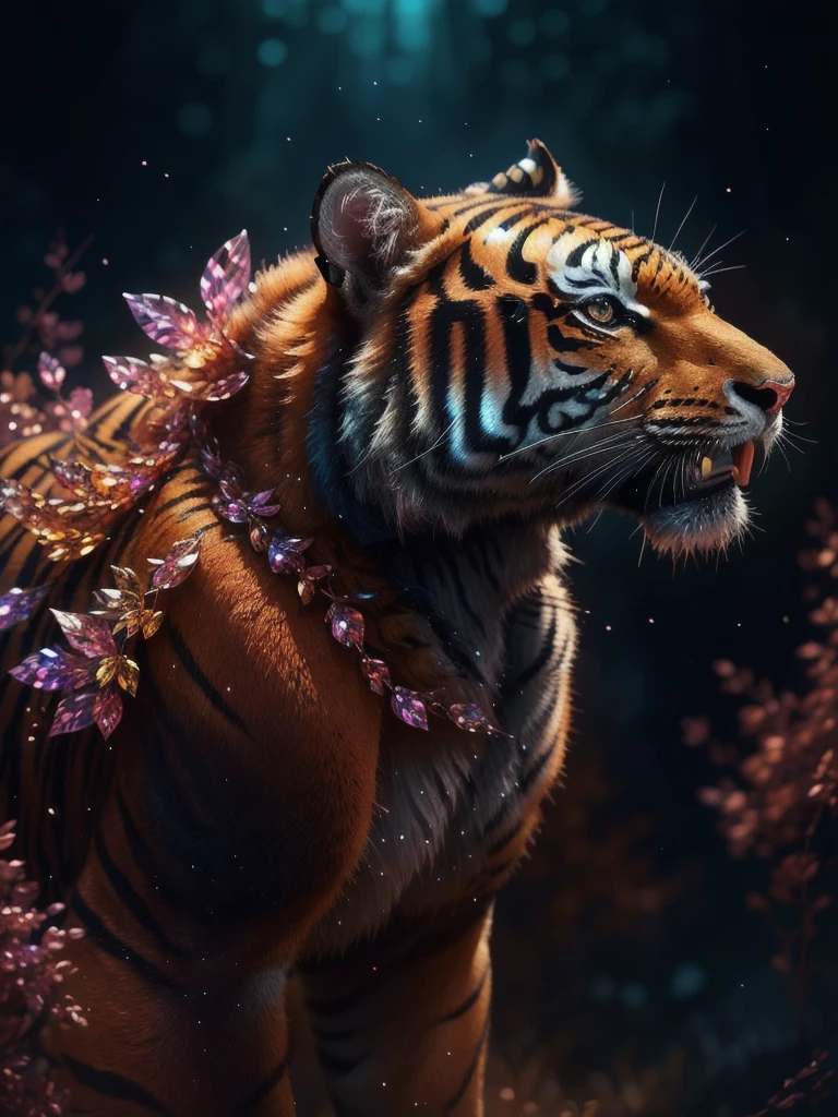 there is a tiger that is made fully of cyrstal gems, gem art animal, tiger_beast, 4k highly detailed digital art, intricate digital painting, amazing detail digital art, stunning digital art, great digital art with details, beautiful digital artwork, hyper detailed digital art, highly detailed digital art, amazing digital art, extremely detailed digital art, high detailed digital art