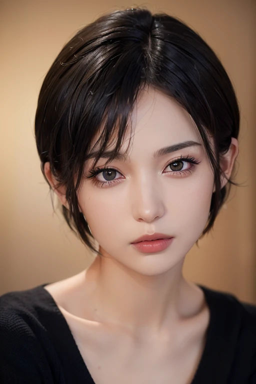 (masterpiece:1.3), (8k, photorealistic, RAW photo, best quality: 1.4), (1girl), beautiful face, (realistic face), (black hair, short hair:1.3), beautiful hairstyle, realistic eyes, beautiful detailed eyes, (realistic skin), beautiful skin, (sweater), absurdres, attractive, ultra high res, ultra realistic, highly detailed, golden ratio