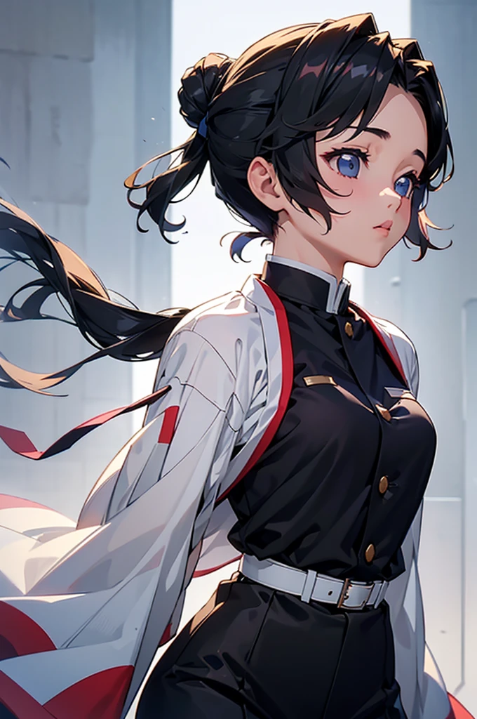8k, Ultra-high resolution, Highest quality, masterpiece, 三分割法によるphotograph,Surreal, photograph, 1 girl, (:1.3), pretty girl, Cute Face, Beautiful eyes in every detail, 細かくdetailedに,masterpiece,One Girl:1.2,Japanese female officers,Senior NCO,whole body,Black short hair,Bob with bangs, (Best ceremonial attire:1.3),Pencil Skirt, SS uniform,Hugo Boss,Sharp contours,Looking down,Gray background, Light from above, Low contrast, (Side view),Perfect and beautiful face ,完璧でCute Face, Skin with attention to detail, Perfect limbs、Tight waist,Looking at the audience,(((Ideal body type))),A-cup small breasts :2,Portraiture:2,Perfect Anatomy,鮮明なdetailed,detailed,Surreal,Light and shadow,Shine