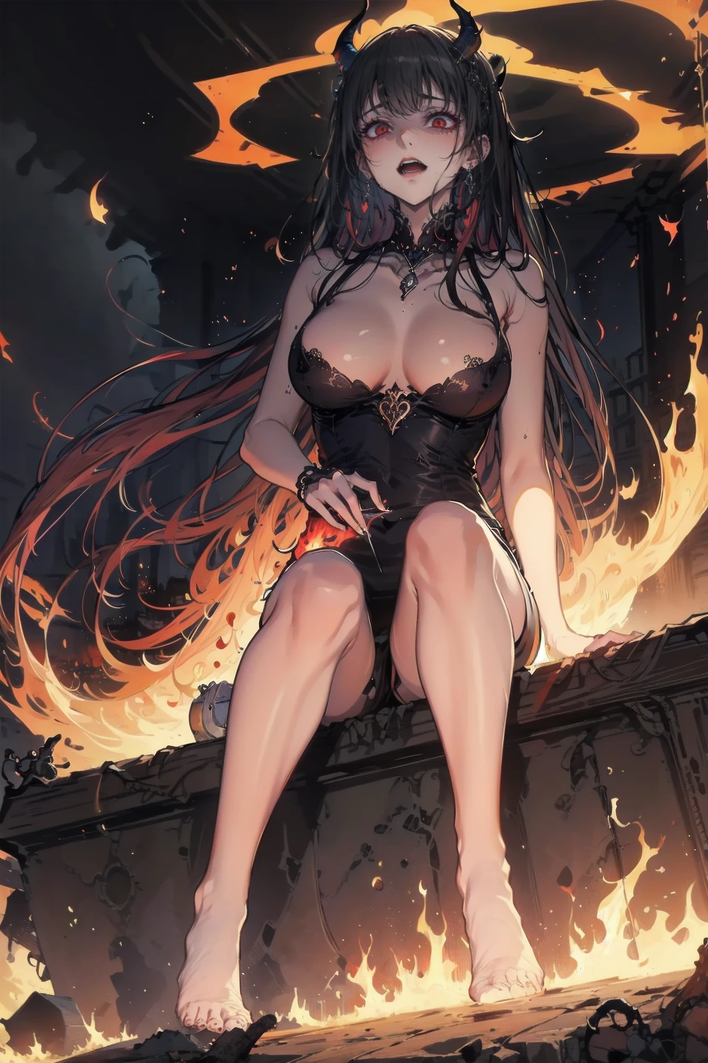 (Dark Skin), (Devil horns), Large Breasts, The temptation of immortality occupied my mind. Rebuke. Weakness in the knees., 力の混乱を召喚する私は来る嵐孤独に黒い雲を煽る私は私の名前を持つリサイクラーBorn in flames, I am blessed, my family crest is the demon of death, sky, I woke up. Darkness and the Phoenix Ashes of God. The pain that followed. Fate chases after time. The nightmare of succession., Surrounded by fate, I can&#39;t escape. I keep walking the route between the lights. Bad, I walk the empty halls.，I don&#39;t exceed 5R. The truth of the embers&#39; eyes. We always fight in fire and ice. Two souls were once lost., now、They remember、I am the coming storm、Causing black clouds and loneliness、I am a recycler with my own name、Born in flames, I am blessed, my family crest is the demon of death, sky, I woke up Darkness and the ashes of the divine Phoenix The pain that followed Fate chases time Vanishing into the night The shadow of loss left behind An obsession is pulling me back Refuse, I take what is mine, lurking in the shadows beneath the night, A bloody spinning constellation, Standing at my feet々Dancing in the tombs of the dead, the recurring dream of the black throne, the dark ruins, Summoned from the ashes, the puppeteer has gathered all the masses. Cable, Twisted thoughts when the blade hits you: You want that power.? next、Try to embrace it. Out of the wood. Fire. Smash. Longing for lineage. Dark thoughts embrace. Crimson delight. Let the dim heart harden or destroy.? Bury the light deep within your heart., We didn&#39;t go home, we burn chaos in the wind, adrift alone at sea