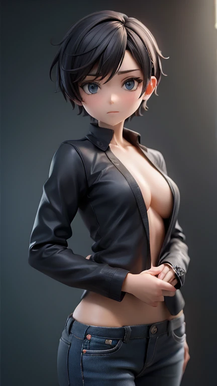 Cool woman,Sharp,boyish,Married Woman,whole body,Character portrait,Short Hair,Short Hair,Very Short Hair,slender,Slender,Wet,naked,nude,pants,underwear,全naked,
