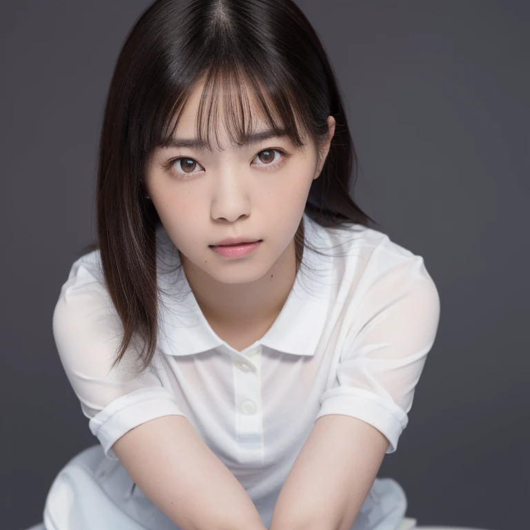 (Masterpiece, Best quality: 1.4), (Ultra realistic, Photo-realistic: 1.2), Full body, Spread legs, Looking at viewer, Natural light, 30 years old actress, Japanese women, Neat and clean, ((Wearing white tennis uniform, White short-sleeve polo shirt with collar, Not buttoning the polo shirt, White pleated skirt: 1.2)), (Short wavy hair: 1.2), Light brown hair color, (Beautiful Face), Oval face, clear, (Beautiful eyes, Kind eyes), (Clear skin), Small face, (Small mouth, Beautiful mouth), Natural makeup, (Wearing white socks: 1.1), Approachable, Hotel Suite room,On bed, Seductive smile, Seductive pose, Beautiful thighs, Bedroom eyes, Embarrassed, blush