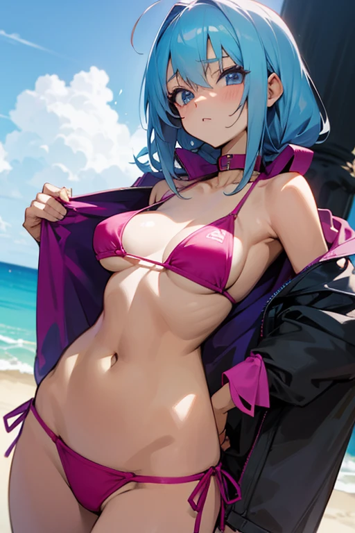 anime girl in hot sortest bikini with slim and fit figure
And big chest