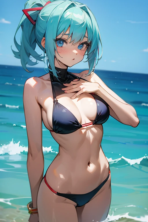 anime girl in hot sortest bikini with slim and fit figure
And big chest