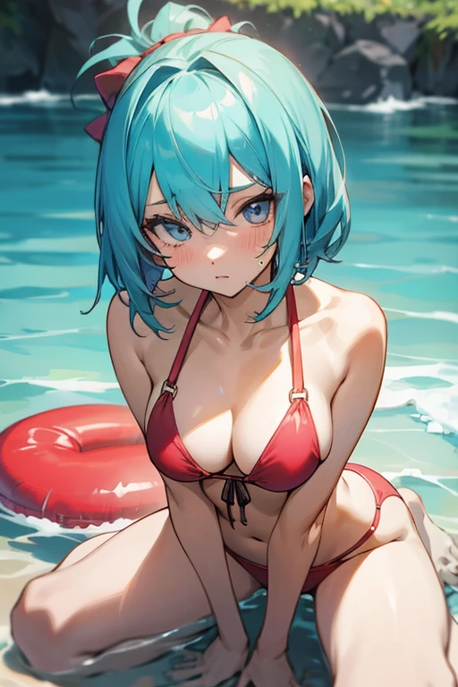 anime girl in hot sortest bikini with slim and fit figure
And big chest
