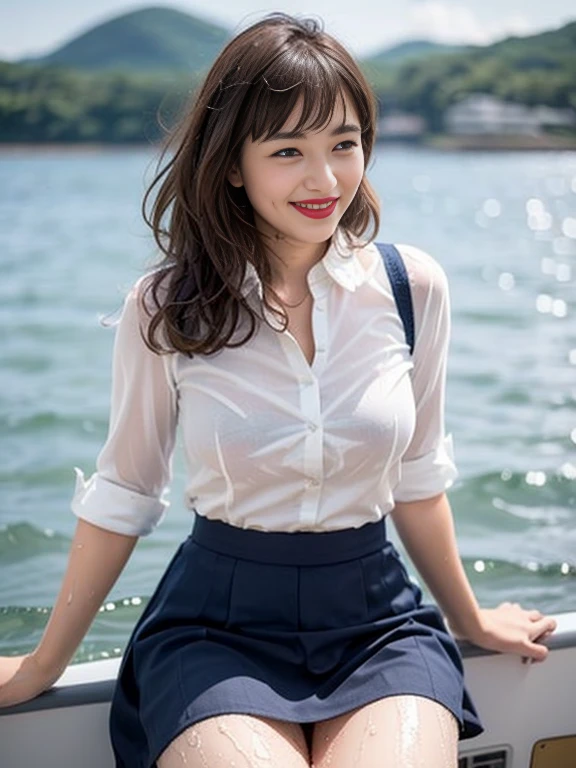 ((Masterpiece, Top image quality, high resolution、alone、skin shiny))(on the table, best quality, actual, super detailed, meticulous, high resolution, 8k wallpaper),huge breasts, Close-up portrait of a beautiful woman, like, smiling, light brown messy hair, Perfect dynamic composition, 美丽meticulous的眼睛, Just like the cover of a fashion magazine, on campus,Gorgeous costumes,hot stamping clothing,One of them is wearing a pink tulle dress,long black hair、 wearing pink bow hairpin sitting on the ground holding balloons,The white buds do not exceed the knees,girl'bedroom,pink girl'Room decoration。