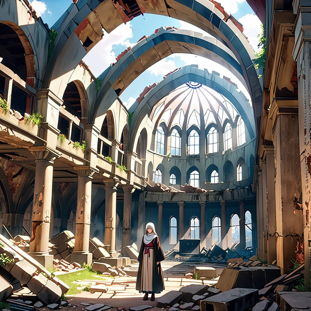 Nuns with many arms, underground shelter, ruins, detailed background, detailed writing, 4k, UHD, absurd, ultra quality, masterpiece,