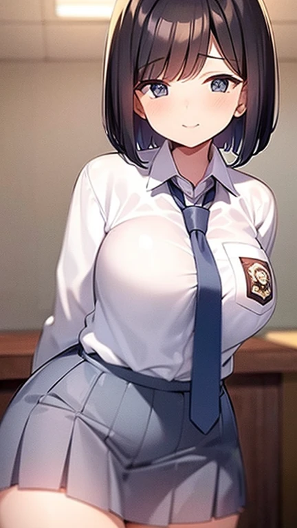 チョミクプラvinegarvinegarタイル, Upper Body, Button gap,  Neck ribbon, smile, black good, Black Hair, One girl, short hair, good, Simple Background, White Background, Huge breasts, シーvinegarルー, vinegar, 乳房フォーカvinegar, good visible through clothes, Mouth closed, alone, collared shirt, white shirt, オフィvinegarレディー, Short sleeve, Cleavage, ID card, shirt, underwear,cum bukkake,nsfw,upper body,pov