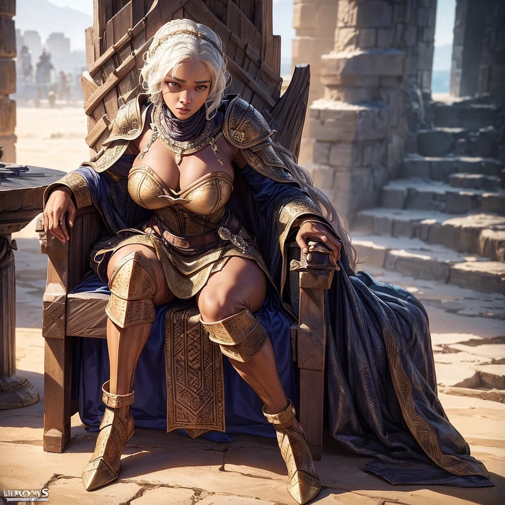 ((Instagram photos)) 28 year old beauty full body photo ((African Female Superhero Costumes)) strong ((female boss)) fiercely in a ((Game of Thrones TV series and the fictional city of Westeros)) (Highly detailed skin:1.2) 8k ultra high definition, DSLR camera, soft light, high quality, film grain ((amateur photos))