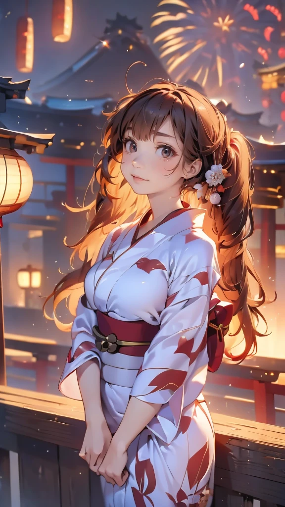 ((Looking up at the fireworks:1.5)),((One girl:1.5),Curvy,,Beautiful breasts,Large Breasts,Pale skin,(Erect nipples)),((Long Hair),(Thin Hair:1.8),(Twin tail hair:1.5),(Swept-apart bangs:1.5),(Very light coppery amber hair:1.5),(Hair on one eye:1.2)),((Realistic),8k,Ultra HD,High resolution,Highest quality,masterpiece,(Presence:1.5),(dynamic:1.5),(bold:1.5)),((Dressed:1.5),(Japanese Yukata:1.5))