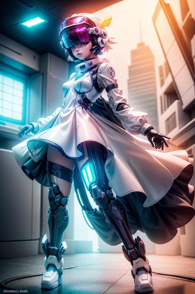 (Blind Box Toy Style:1.2), (Full Body Shot) , A cute girl with a clear look, Transparent Mecha, (Beautiful helmet:1.2), ((Glowing goggles:1.2)), cyber punk, Dreamy sparkle, clean, White Background, ( Global Illumination, Ray Tracing, Hmph, Unreal Rendering,Streamlined Design, detailed, Tabletop, Highest quality, Highest Resolution, Hmph, Cinema Lighting)