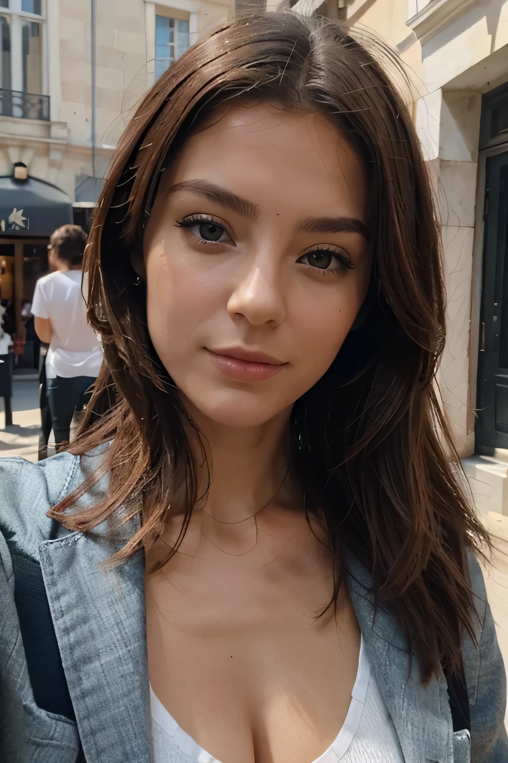 grace a cette description creer une photo comme si elle se prennait en selfie