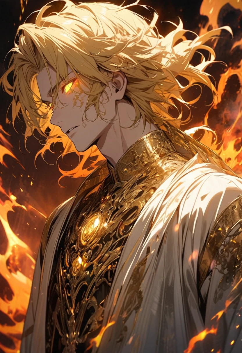 male, solo, handsome, god, god eyes, glowing eyes, blond hair, golden, aura, holo, beautiful, beautiful color, high detail