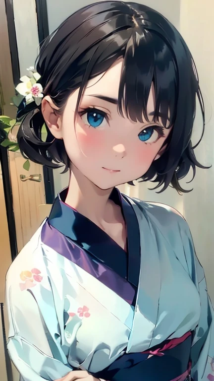 {(masterpiece,best quality, 8K UHD, extremely detailed CG, detailed beautiful face and eyes and skin and hair),(beautiful like picture:1.1)},{(watercolor image:1.2),sketch,bright colors overall,gentle color},{Simple configuration:1.1}, {plain backgroundl:1.2}, {solo girl,yukata},{Floral,Taisho romance}