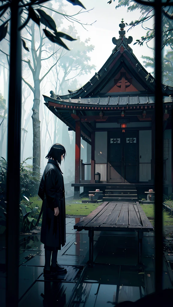 a dark old traditional chinese temple in the woods, stefan koidl inspired, bussiere rutkowski andreas rocha, by maxim verehin, inspired by maxim verehin, inspired by Tomasz Jedruszek, dark cinematic concept art, eerie nostalgic concept art, inspired by Igor Kieryluk, inspired by Ismail Inceoglu