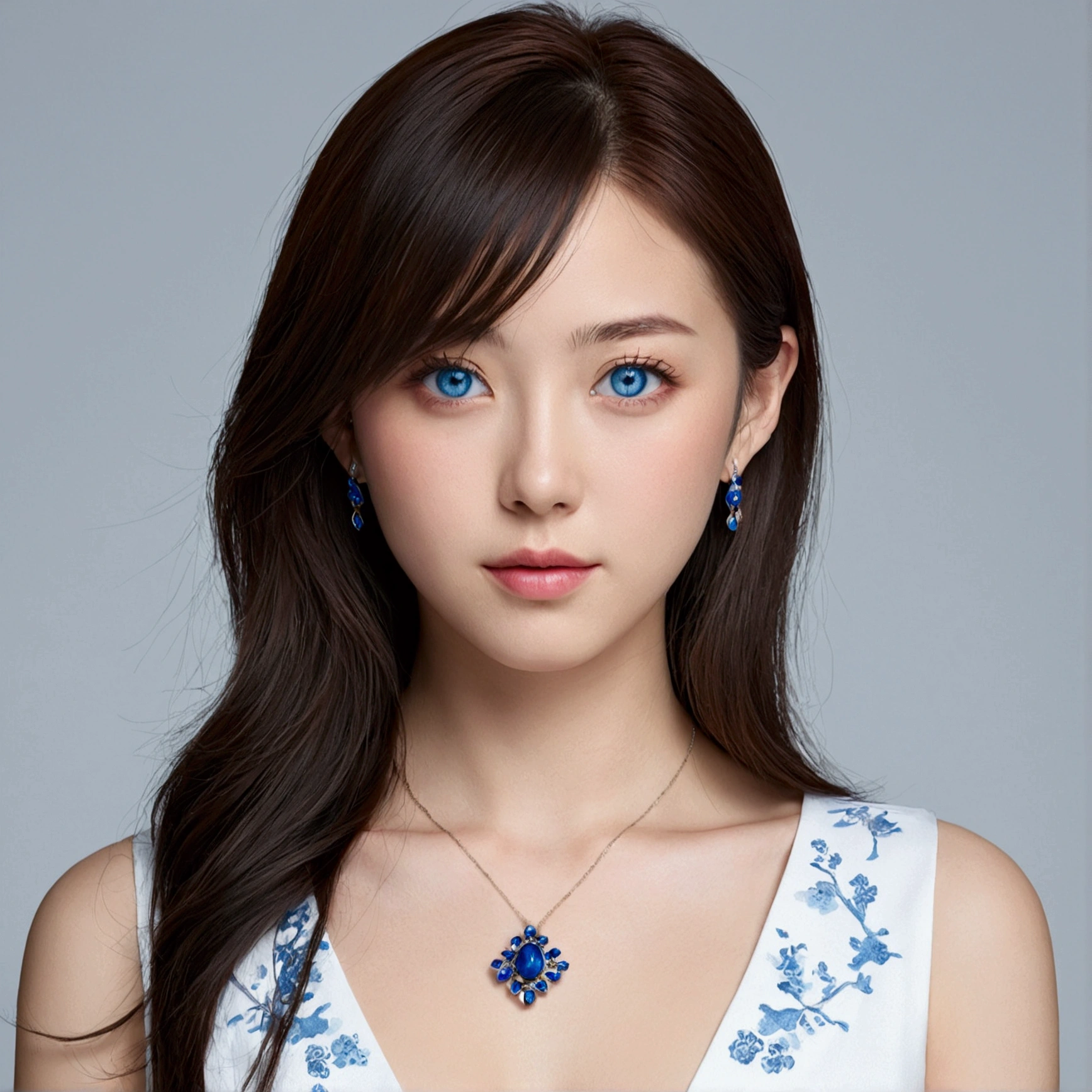 One girl, Simple Background, blue eyes, High resolution, Shortcuts, chest, 大きなchest, Japanese、Beauty