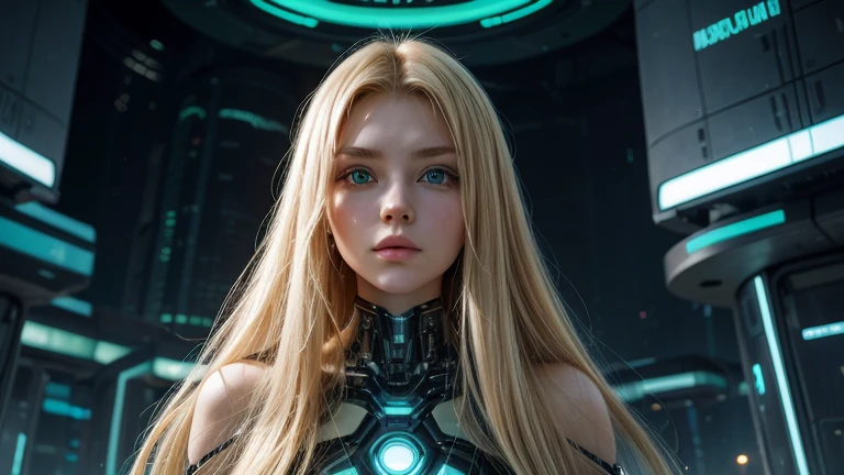 AN ADVANCED CYBERNETIC CITY AT THE CENTER OF THE UNIVERSE.
WHERE A FUTURISTIC YOUNG HUMANOID WOMAN IS FOUND.
SHE IS CHARACTERISTICS.@MICAELA BLONDE. LONG HAIR, GREEN EYES, BUT CYBERNETIC.
16.9