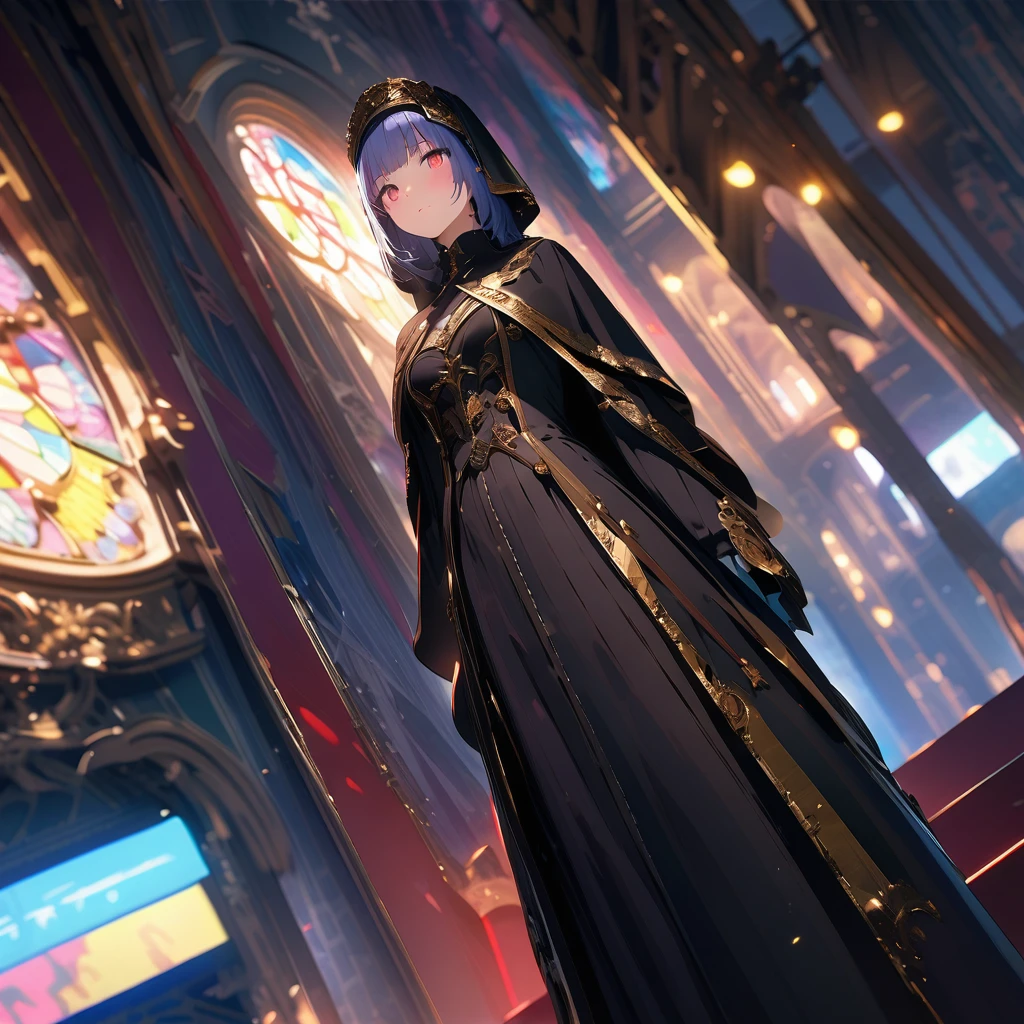 Two mechanical angel nuns in white and red,、ruins、Detailed Background、Detailed write-up、4k、uhd、Absurd、Ultra Quality、Masterpiece、quality\(8k,非常に精細なCGユニットのwallpaper, masterpiece,High resolution,top-quality,top-quality real texture skin,Surreal,Increase the resolution,RAW Photos,最高quality,Very detailed,wallpaper,Cinema Lighting,Ray-tracing,Golden Ratio\),Dynamic Angle