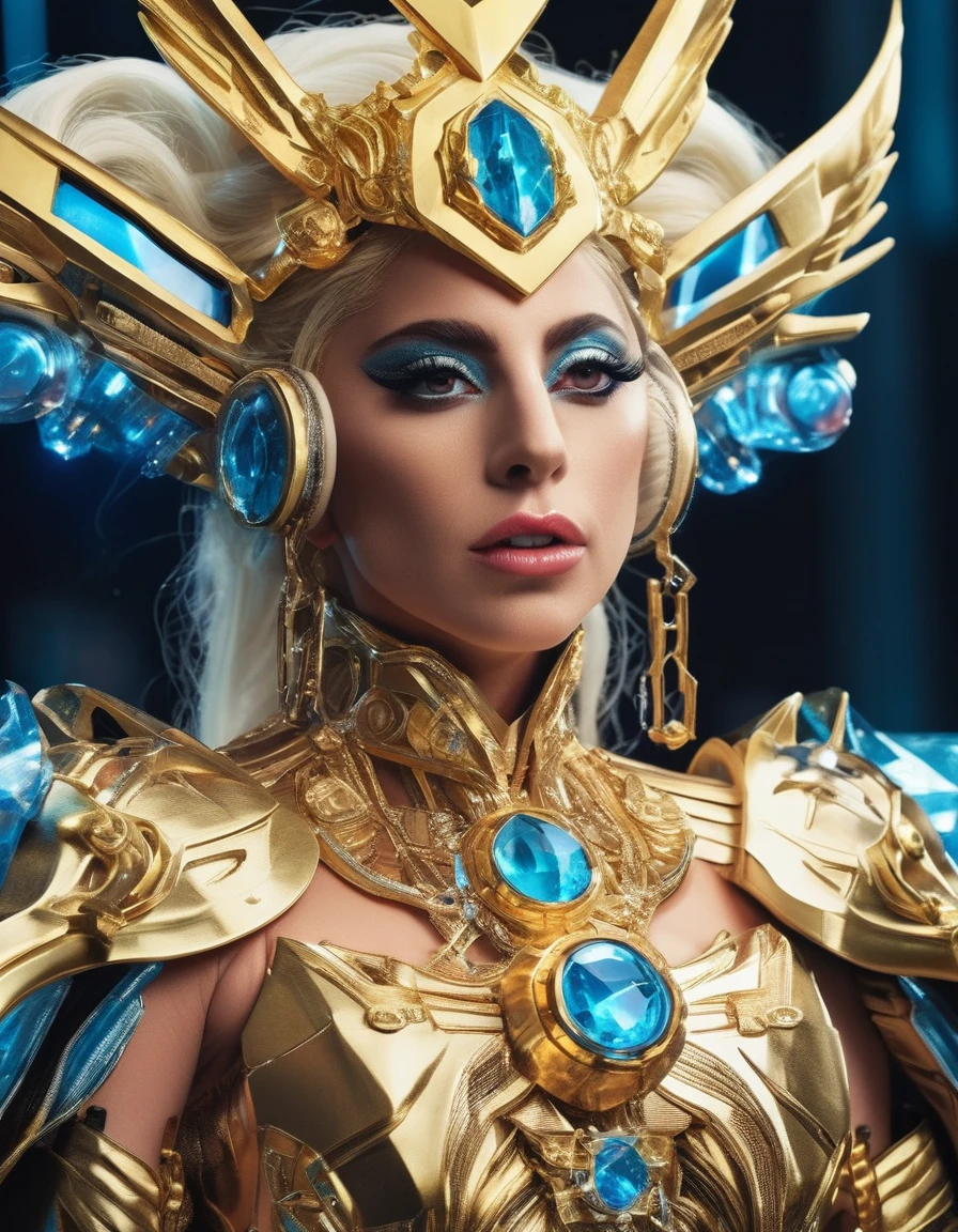 lady gaga dressed in a hyper extravagant DIGIMON WIKIMON CHARACTER costume, glamourous , humanoid , goddess, melhor qualidade realisitic, realisitic, award-winning illustration, (Highly detailed texture of face and skin), (all-body), (Complicated Detail: 1.2), (fine-details), (Complicated Detail), (Cinematic Lights, better quality backlight), Sharp lines, sharp focus, offcial art, unity wallpaper 8k, absurdrez, unbelievably absurd, huge filesize, -, Fantasyart, RTX,((close-up photo of the award-winning studio)), , (escape), , perfect hands, beautiful detailed eyes, face perfect