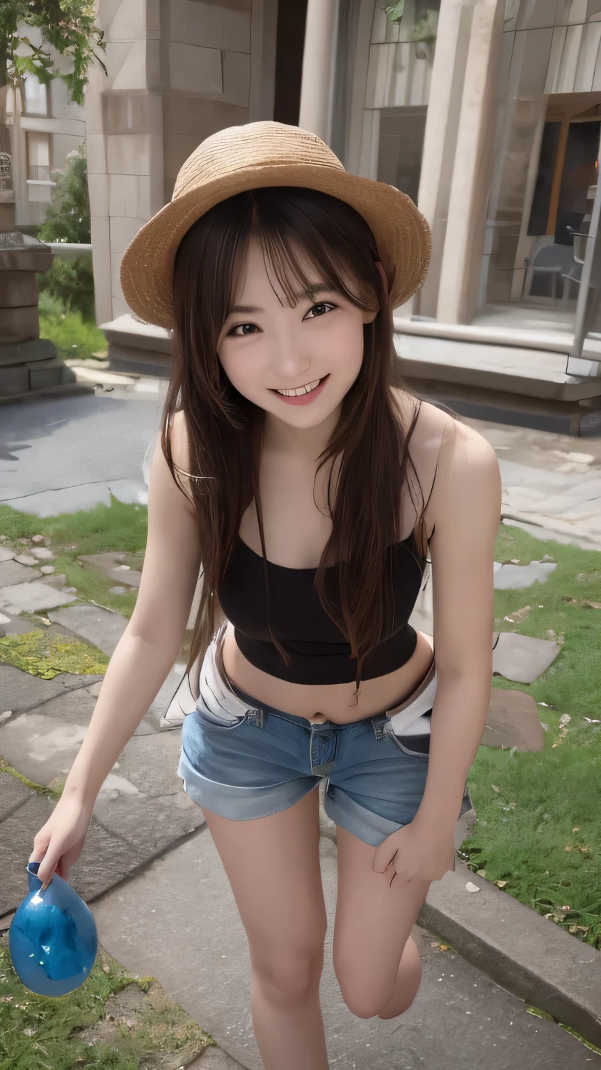 Best picture quality (8k, high resolution, Masterpiece: 1.2), super detailed, Random hairstyle, 26-year-old woman, 

Extraordinary beautiful girl、Cute and beautiful face details、(Facing the children_v1:0.008)、


score_9, score_8_upper, score_7_upper, 
 
situation: A girl and a slime are exploring ancient ruins。
clothing: Adventurer style shorts、Tank top、Explorer hat。
Pause: The girl is walking while looking at the map、Slime is bouncing nearby。
Camera angle: In a composition looking down from above、To get a panoramic view of the ruins。

,Active Pause ,
Beside her、The thunder danced。
Focus on the waist above


, random cute pose ,big eyes ,Puffy eyes ,  Heart Pupil, blush  , huge shy smile , salute


