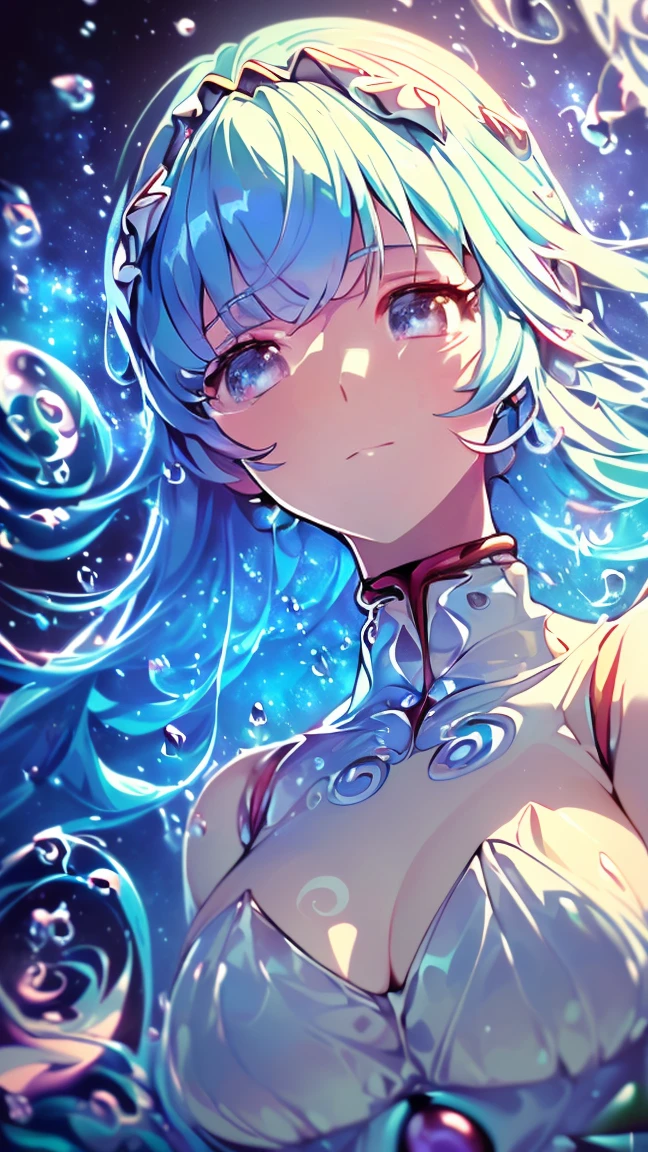 (((Ayanami Rei))),((((break,Design an image with a fisheye lens effect, Capture a distinctive wide field of view, Curved perspective.break,)))((One girl:1.1,alone,))(masterpiece,Highest quality, Official Art,Target your audience, beautiful and aesthetic:1.3),((Ultra-high resolution,Golden Ratio,)) (4K),((View from above,dawn,rainbow,In the sea,raindrop, dreamland,Beautiful sky,detailed aurora)),((((Spiral bubbles,))))Dynamic Lighting, Cinema Lighting,(Fantasy,Blurred image,((psychedelic)),((dream-like)),((Holographic Projection,))Radio City, Physically Based Rendering,Auto White Balance), sense of technology,wonderful,Sharp focus,detailed background,Rich background, (((high detailed skin,)))Dynamic Lighting,intricate detailed outfit,glowing eye,watery eye,((Long Hair,))Expressionless,skin,thin,Smooth beast,White Lolita Dress,headgear,(masterpiece sidelighting),(beautiful girl,Shiny),(Sky blue hair,pink eye,）[[delicate fingers and hands:0.55]::0.85],(指のdetailed),(((Super photo quality,Ultra Wide Angle)))),((Incredibly absurd,Photorealism)),(reality:0.7),((Micro distance,bust,))Diamond Rings,((very_detailed_eye_and_face)),(Disheveled Hair),Film Girl,(moving composition: 1.2),wonderful,Drifting Nebula,Mysterious, Shiny ,Striking contrast,High saturation