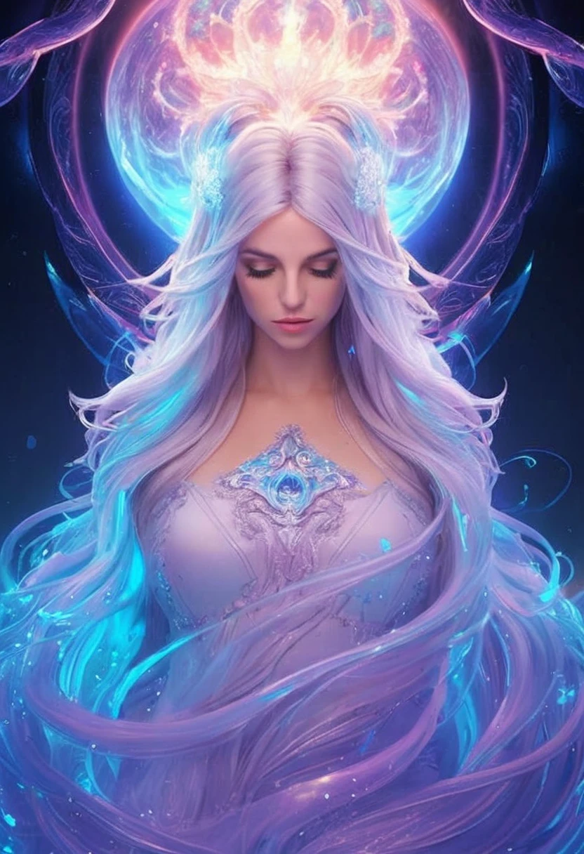 britney spears with long white hair and a blue dress with a flower on her head, Fantasyart style, epic hd Fantasyart style, epic Fantasyart style, Fantasyart, digital Fantasyart, detailed Fantasyart, detailed Fantasyart,best qualityer, realisitic, realisitic award-winning illustration, (Highly detailed texture of face and skin),  (whole body), (Complicated Detail: 1.2), (fine-details), (Complicated Detail), (Cinematic Lights, luz de fundo de best qualityer), Sharp lines, sharp focus, offcial art, unity wallpaper 8k, absurdrez, Inacreditavelmente absurdrezo, huge filesize, -, Fantasyart, RTX,((Closing photo of the award-winning studio)), , (get away), , perfect hands, beautiful detailed eyes,  face perfect