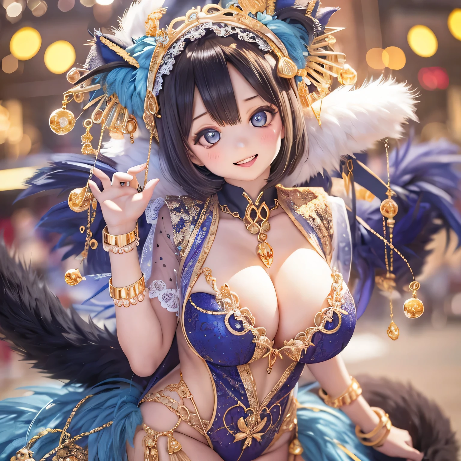 A girl with a Sexy pose, Cat girls wearing gold bikini costumes'girl'Her large breasts are hidden in her underwear............: 140cm Bar Stage Voluptuous Body(((((hug my chest)))))
Nipples White Hair Huge Breasts Captivating Smile Tags: Sexy pose, Detailed face, Expressive eyes, Lips become thicker, beautiful girl, Feminine charm, Captivating Gaze, Captivating smile, Confident posture, , Lace details, , Warm lighting, Captivating color palette, Exquisite detail, Playful expressions (((((Rio Carnival Costume)))))