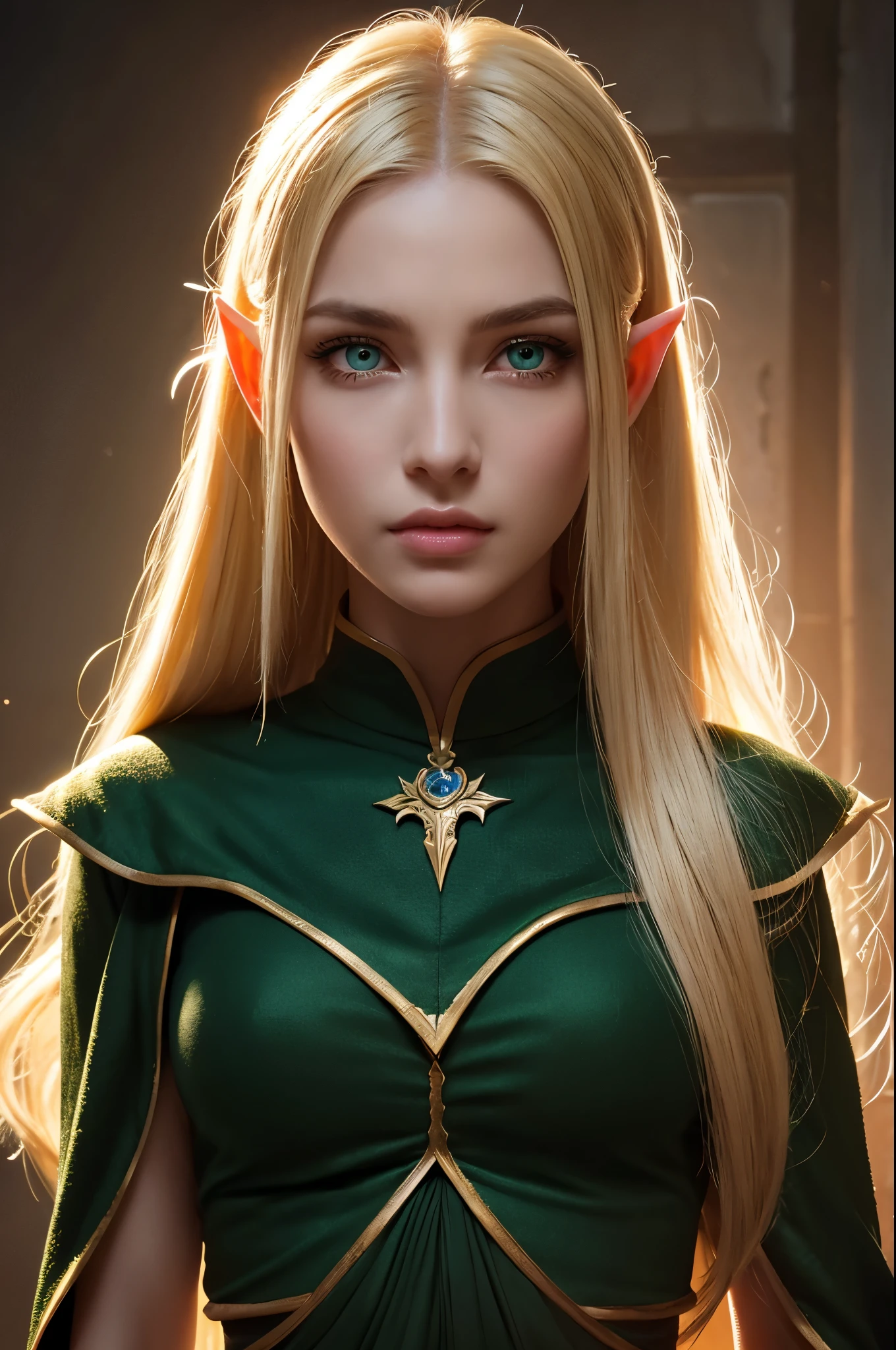 8k,An elf woman who serves as the vice-commander of the Brave Knights..,so beautiful(Like the real thing),Green Eyes,Elf Ears,Blonde Straight Hair,Muscular and slim body,Strongly defined abdominal muscles,Luxurious black exterior,Luxury Black Combat Trousers,sneer,Long, narrow eyes,masterpiece,Photorealistic RAW photos of the highest quality。Bright colors,Rich colors, Backlight, Cinema Lighting, Film Grain, to be born, 50mm lens, Nikon D850,Realistic Skin,Fantasy art,Character Art,Ultra-high resolution,Realistic scale skins,Perfect hand shape,View your viewers,Beautiful expression,1 comb'hair,Very small breasts,豪華な緑と黒のVery small breastsの胸鎧,Luxurious black shoulder pad,Luxurious black gauntlets,Luxurious black armour,Luxurious black leg armor,View your viewers,Thin breastplate,Top-down view,close,Sharp Eyes,Dynamic fighting pose,