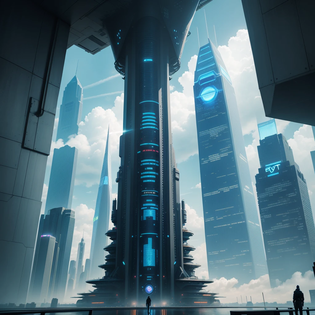 cyber punk Future City skyscraper HD Images skyscraper tall through the clouds Highest quality masterpiece SFart Epcot SFFantasy City Earth Epcot 夏