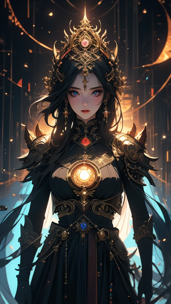 (Best Quality, High Definition: 1.2), Ultra detailed, realistic, [The main subject of the image] is a desolate and lifeless world, emphasizing the lack of life and the feeling of emptiness. [The central image of the character] is a sorceress girl. It is important to have detailed eyes, lips and facial features to avoid accidental facial deformations. [The general theme of the image] is futuristic fantasy with Japanese influences.. This may include elements such as futuristic architecture, visual. Anime style effects, traditional Japanese clothing or symbols. - bright colors. The colors in the image should be bright and saturated, adding visual interest to the surface composition. The lighting in the image should be soft and atmospheric, creating a mystical and fabulous atmosphere. - mystical atmosphere. The image needed to have an overall sense of mysticism and otherworldliness, with even more fantasy elements. (perfect details: 1.1), (beautiful and clear background: 1.2), (extremely detailed computer graphics, ultra detailed, best shadow: 1.1), (finely detailed beautiful eyes), ( full-length 1.1)