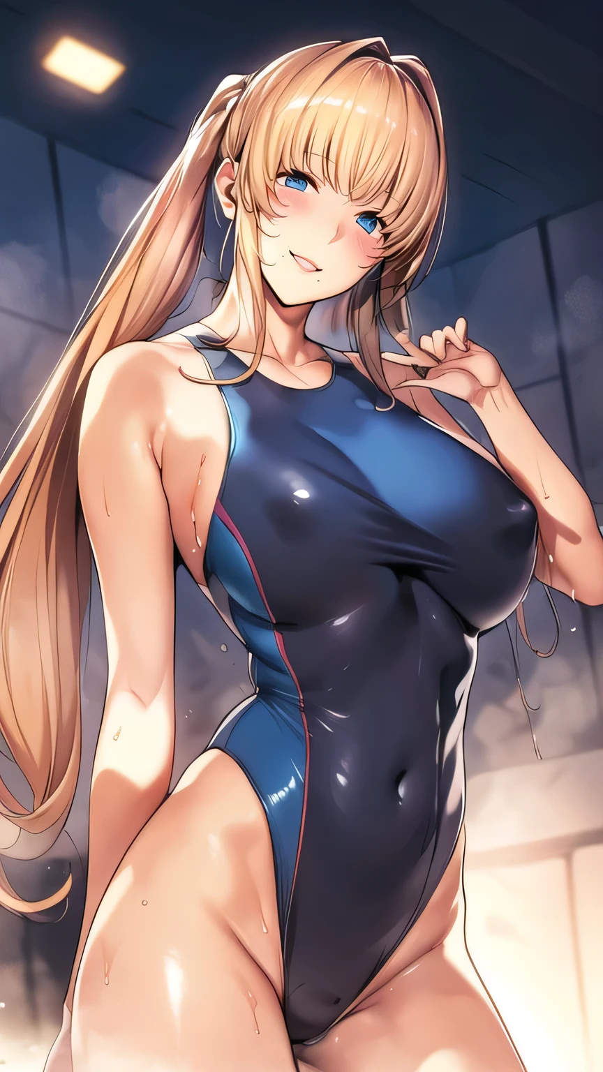Swimsuit, blue swimsuit, jacket, ponytail, swimming pool, wet body,
blonde hair, blue eyes,long hair,blunt bangs,
1 girl, 20yo,Young female,Beautiful Finger,Beautiful long legs,Beautiful body,Beautiful Nose,Beautiful character design, perfect eyes, perfect face,expressive eyes,perfect balance,
looking at viewer, full body ,closed mouth, (innocent_big_eyes:1.0),Light_Smile,
official art,extremely detailed CG unity 8k wallpaper, perfect lighting,Colorful, Bright_Front_face_Lighting,shiny skin,
(masterpiece:1.0),(best_quality:1.0), ultra high res,4K,ultra-detailed, cowboy shot, front shot,
photography, 8K, HDR, highres, Kodak portra 400, film grain, blurry background, bokeh:1.2, lens flare, (vibrant_color:1.2),professional photograph,
(Beautiful,large_Breasts:1.4), (beautiful_face:1.5),(narrow_waist), cowboy shot, front shot
