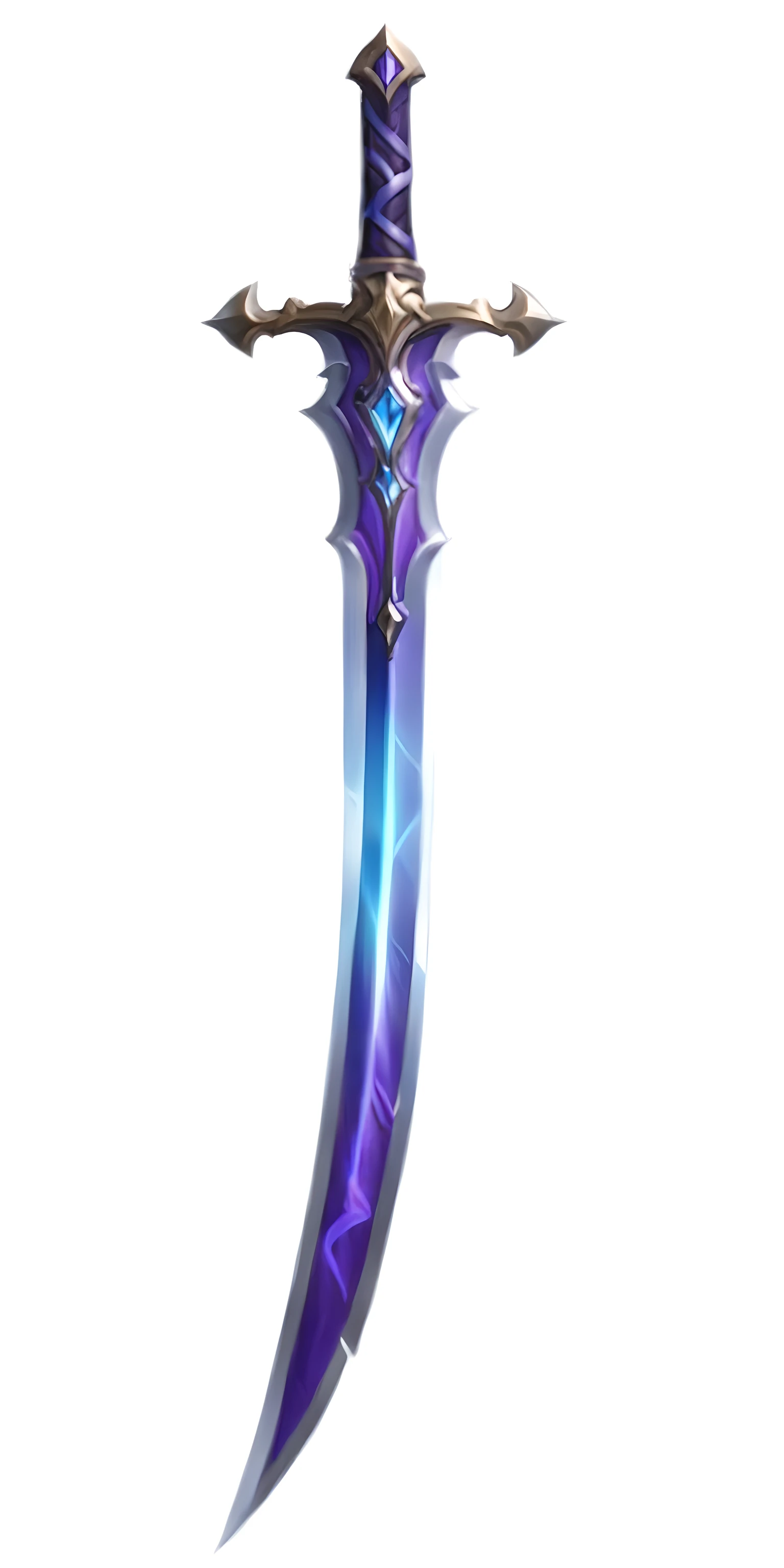 a close up of a sword with a purple and blue design, fantasy sword, league of legends inventory item, large sword, fantasy blade, beautiful sword, fantasy sword of warrior, intricate fantasy spear, magical sword, war blade weapon, style of ghost blade, huge sword, fantasy weapon, huge oversized sword, shinning sword, realistic lance, armored sword blade, leblanc