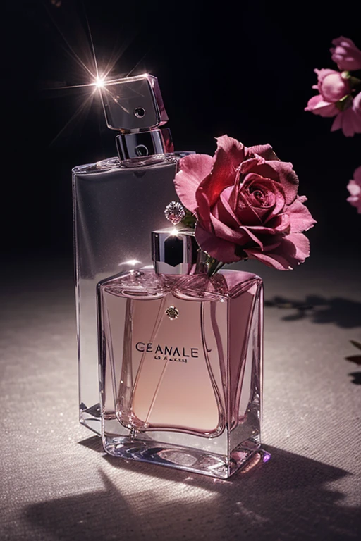 Only 1 perfume bottle,diamond,flower,rose,glisten,no brand,empty bottle,beautiful,luxurious