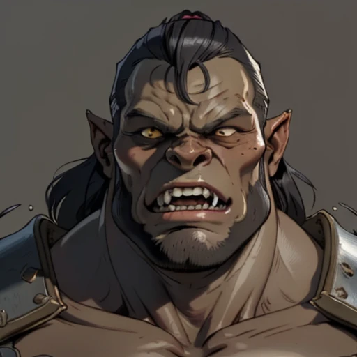 (masterpiece), (best quality),(portrait),(bust up),1boy,solo,(sharp focus),orc,muscular,(ancient:1),ancient luxurious long clothes,old school fantasy art,((simple background)),super shiny face,Ultra Glossy skin,(teeth),orczor,mazoga,orc teeth,extra teeth,yazangable,1man,