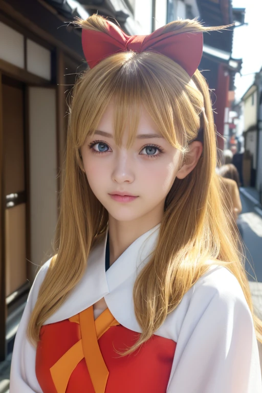 ((Beautiful blonde hair))、((Beautiful blonde))、Small fox ears、one girl, (a beauty girl, delicate girl:1.3), (12 years old, change:1.3), break,((Shrine maiden costume)),(Brown fox ears) break, Definition of Very Fine Particles, (Symmetrical eyes:1.3), break, (alley, Kyoto:1.3), perfectly trimmed fingers, break, ((Beautiful medium milk)), Brown eyes, Parted bangs, Brown Hair, girl, break, (Eye and facial details:1.0), break, (masterpiece, Highest quality, Very detailed, Detailed face, 8k)