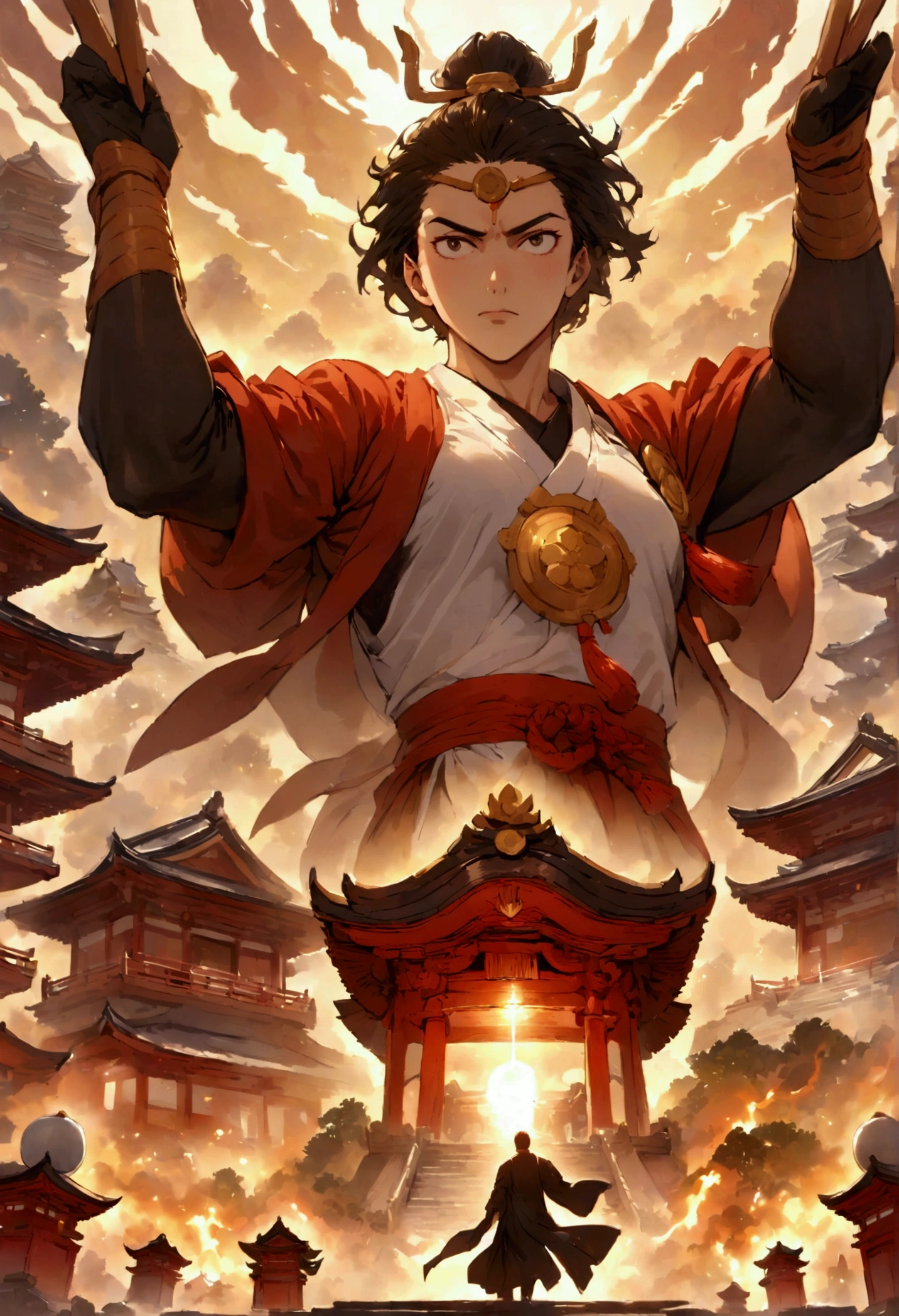 Japanese monk、Small、Round sunglasses、Equip the ritual implements、Hero of Justice、One Punch Man、Japanese Temples、strongest