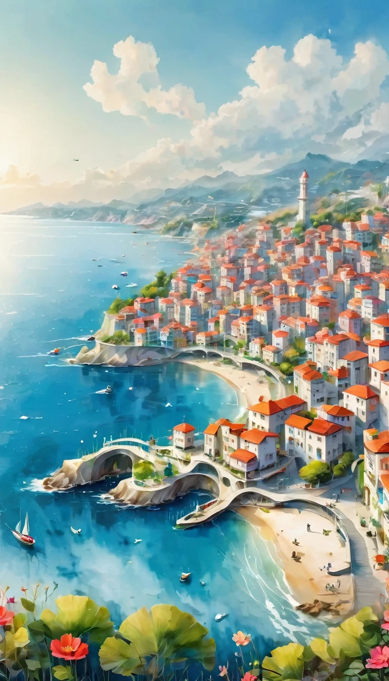 A city situated on the seashore.
