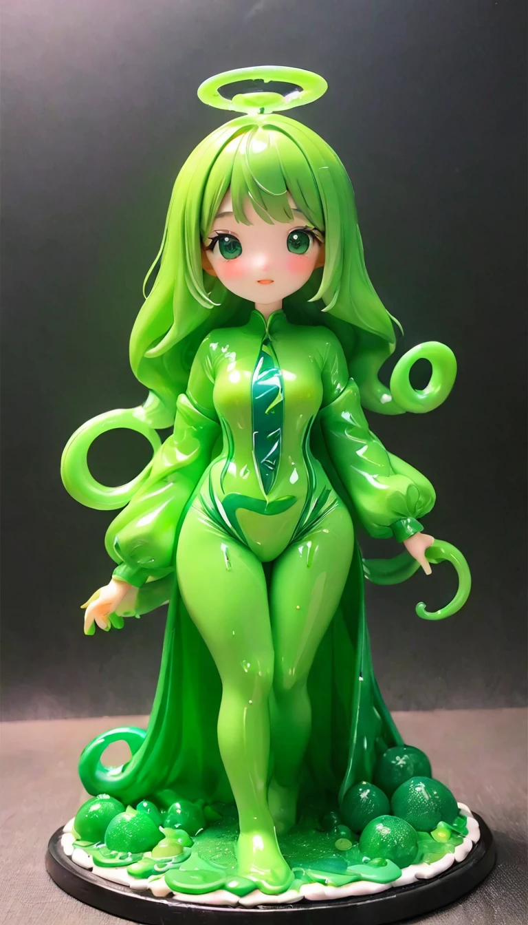 Highest quality、masterpiece、Ultra-high resolution、Very detailed、８ｋ、Cute monster slime、Girl in a slime costume、Cute slime girl、Turquoise Slime、Clay work、Clay art、Clay work、