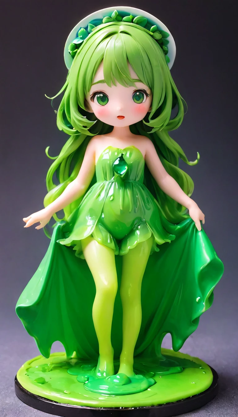 Highest quality、masterpiece、Ultra-high resolution、Very detailed、８ｋ、Cute monster slime、Girl in a slime costume、Cute slime girl、Turquoise Slime、Clay work、Clay art、Clay work、