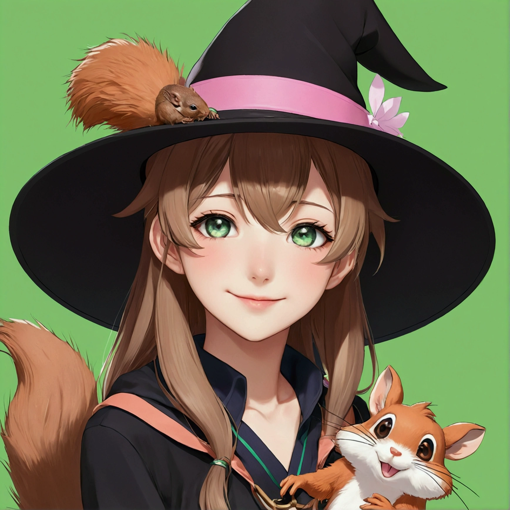 anime boy with a hat and a squirrel on her shoulder, key anime art, young wizard, black magician girl, genshin, anime character, flirty anime witch casting magic, zerochan art, beautiful wizard, key anime visuals, keqing from genshin impact, detailed anime character art, splash art anime , ayaka genshin impact, fuul body, wearing black shoes and long brown trousers, wearing a pink witch hat, wearing a squirrel tail, brown nut hair, green eyes, smile face, anime, a girl with a hat and a squirrel on her shoulder, kawacy, 🍁 cute, key anime art, genshin, 🍂 cute, detailed key anime art, detailed anime character art, trending on artstation pixiv, anime boy, tall anime guy with blue eyes, cunning smile, high quality portrait, anime wallaper, rin, very detailed fanart, glitter, perfect detailed,