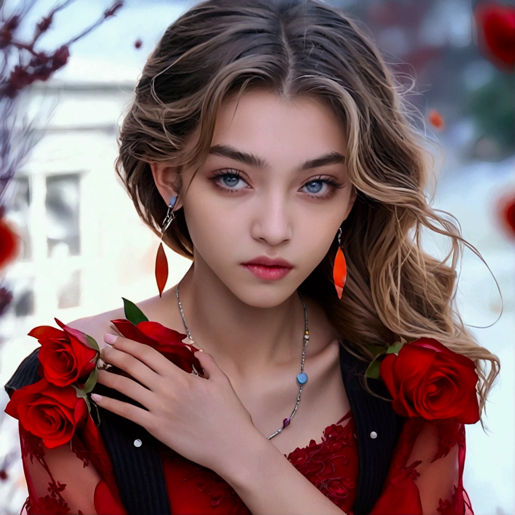 ((high qualityな仕事))high quality,Intricate details,One cool vampire(male)1 human female,A love story that transcends racial barriers,Super delicate eyes,Abandoned castle in the background,
