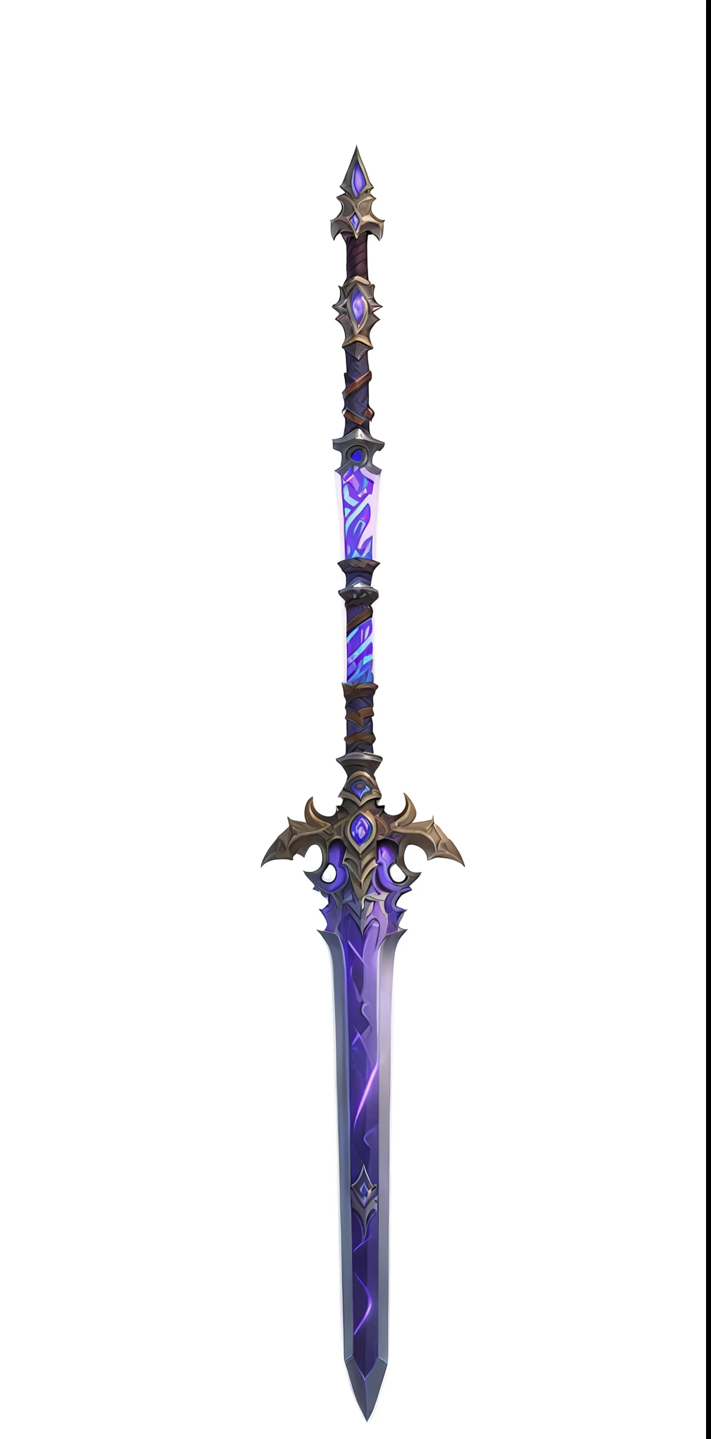 a close up of a purple sword with a pointed blade, fantasy sword, large sword, beautiful sword, huge sword, greatsword, fantasy sword of warrior, warcraft blizzard weapon art, war blade weapon, fantasy blade, intricate fantasy spear, fantasy weapon, huge oversized sword, shinning sword, big sword, jagged sword, glaive, style of ghost blade