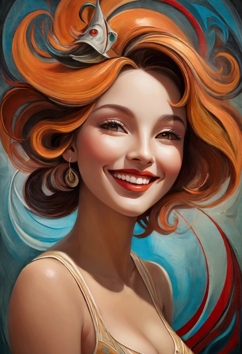 ((Inspired by André Masson)),A woman,Charming smile, (masterpiece), best quality, high resolution