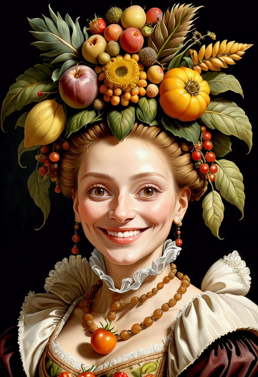 ((Inspired by Giuseppe Arcimboldo)),A woman,Charming smile, (masterpiece), best quality, high resolution